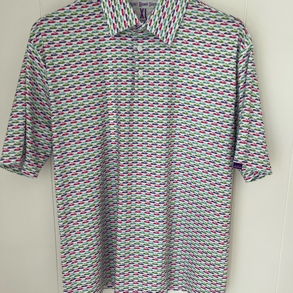 Acres Down South wave runner print performance polo Size XL